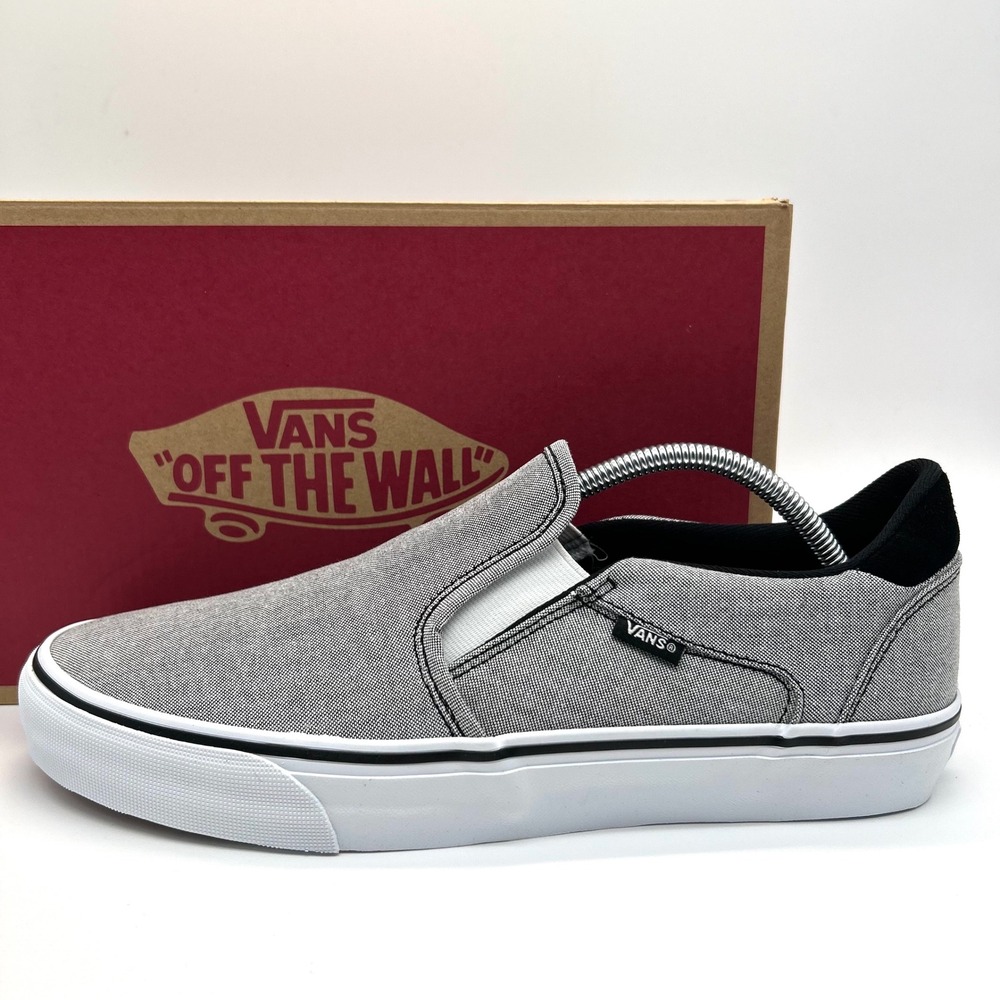 Vans Asher Deluxe Shoes Mens 11 Black Summer Canvas Slip On Sneakers Skater